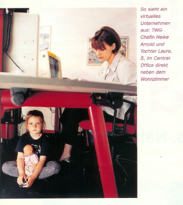 "Zukunft: Schon vorbei?" - Telearbeit anno 1998, Heike Anold mit Tochter Laura (Quelle: Allegra Women & Work).